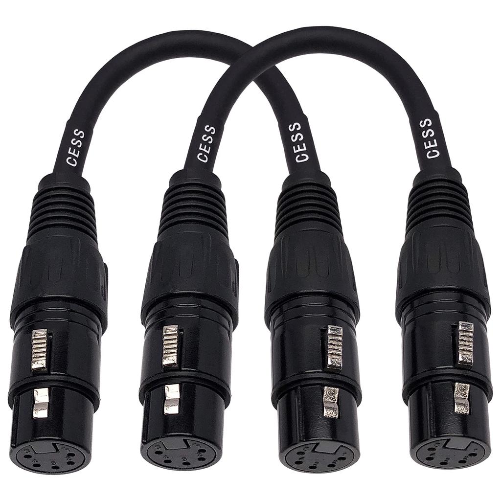 CESS-271 Female 5-pin XLR to Female 5-pin XLR Gender Changer Coupler, 6-inch, DMX Cable, Pack of 2