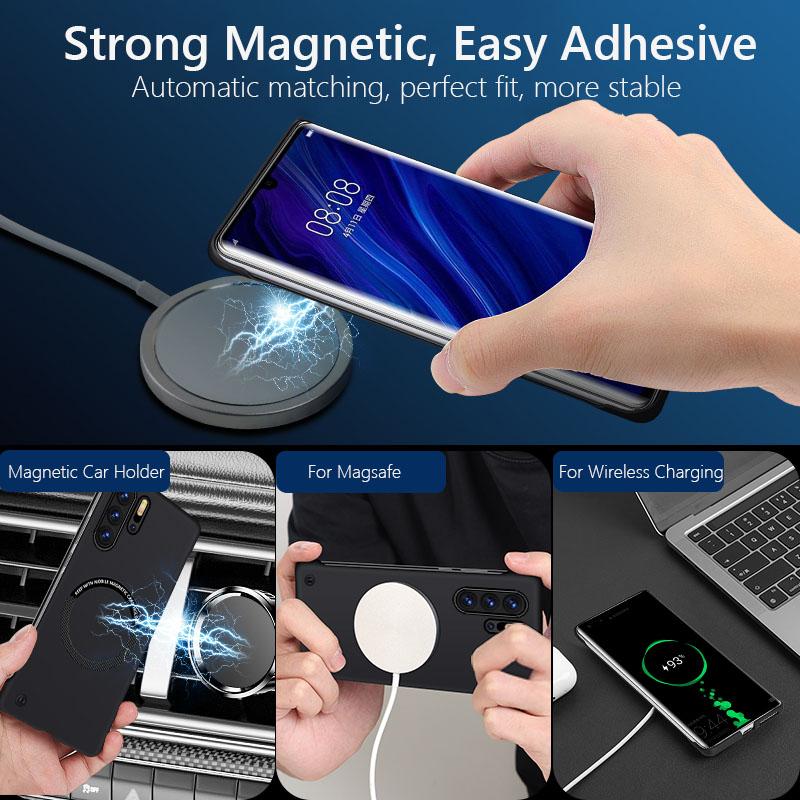 Bezrámečkový magnetický pro Magsafe Slim Case pro Huawei P30 Pro P40 P50 Pro P30Pro 5G bezdrátové nabíjení pevný zadní kryt