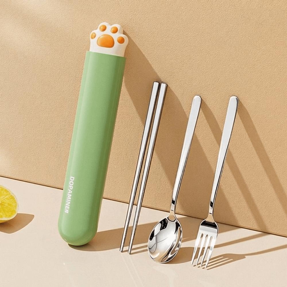 Cute Spoon Fork Chopsticks Set Portable Travel Tableware Set  Kids Utensils