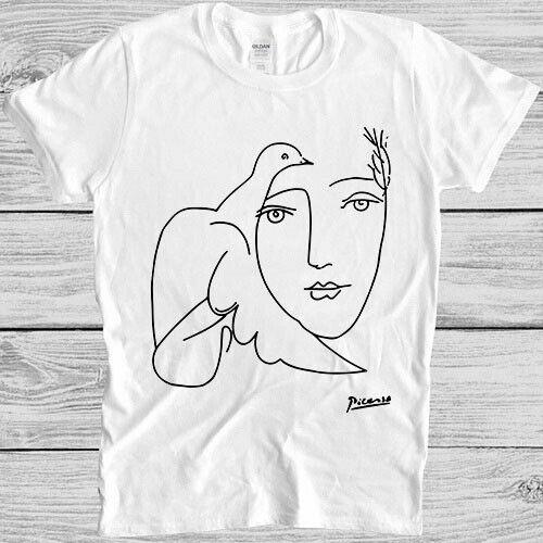 

One Line Picasso Fearless Art Drawing Cartoon Anime Gift Tee T Shirt M1187 4XL