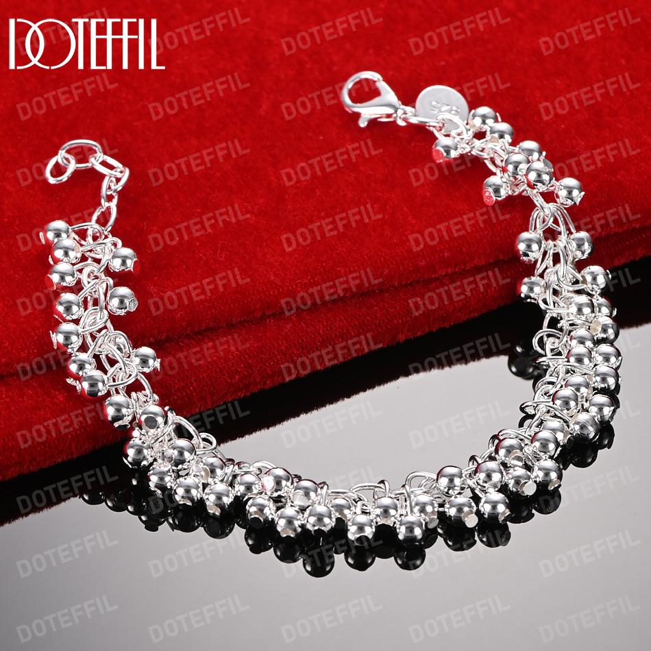 Bransoletka z podwójnym rzędem mrożonych koralików ze srebra próby 925 Modna biżuteria ślubna