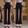 High waist and thin black micro-pull suit lace pants women's 1116 summer thin slim-fitting versatile drape bell pants