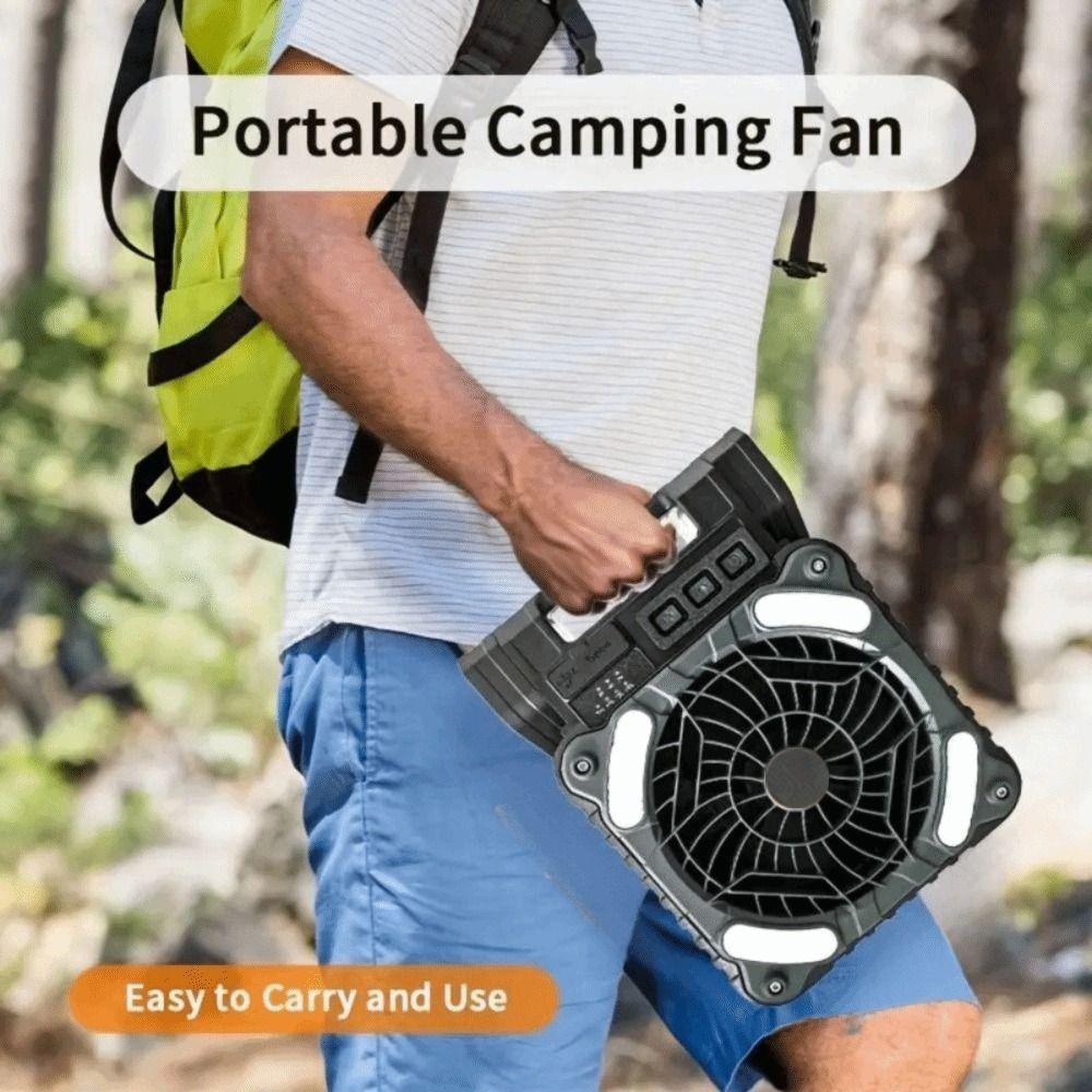90° Folding Camping Fan with LED Light Folding Design Portable Tent Fan  Picnic Trip