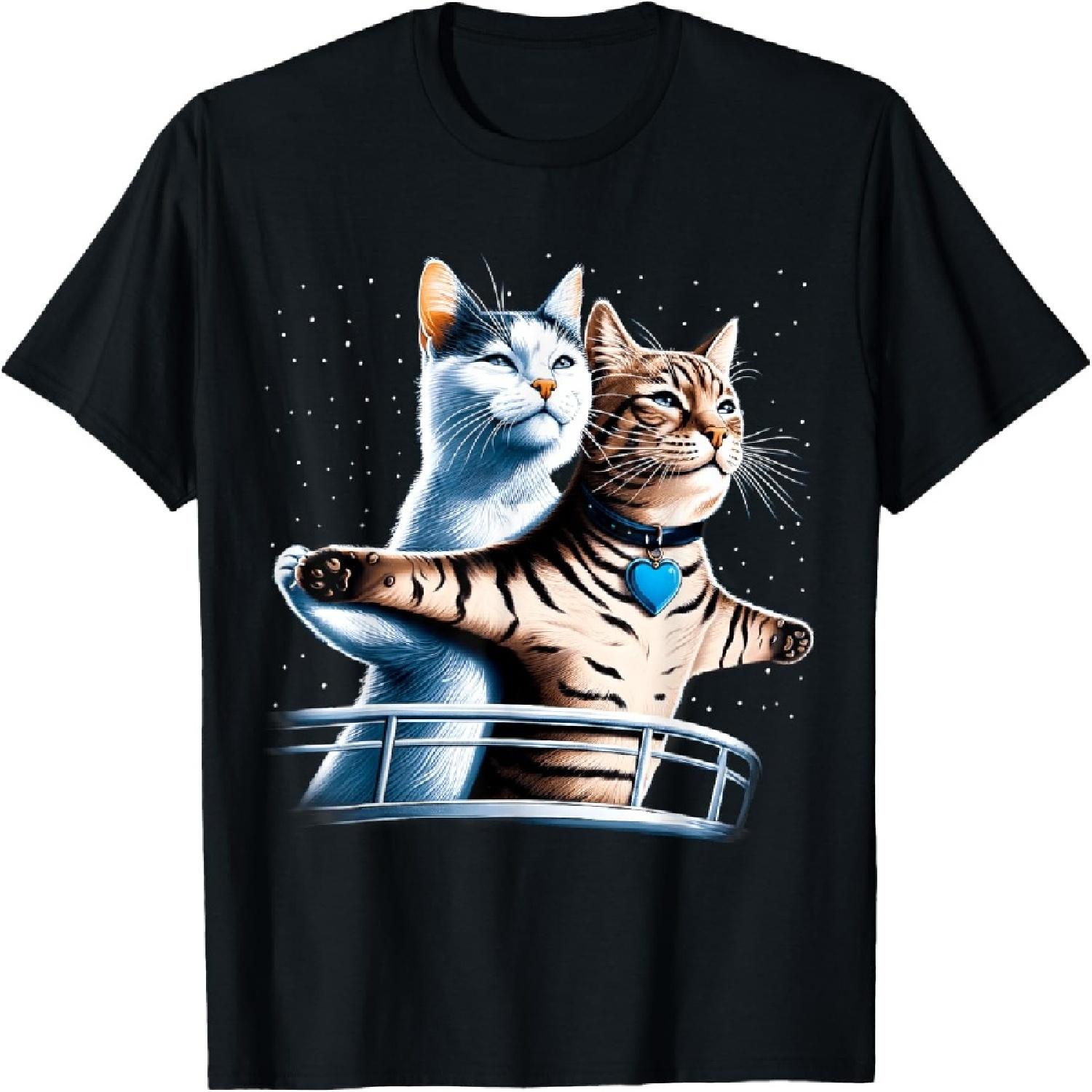 

Культовая сцена из «Титаника» с приключенческими котами в космической галактике, футболка XXXXXL чёрный