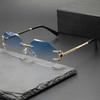 Nowe Zaawansowane Okulary Bezramkowe z Przyciętymi Krawędziami Męskie Modne Okulary z Zausznikami Okulary Damskie