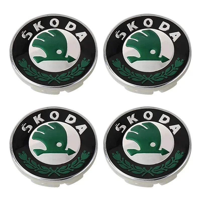 AAAAO1 4Pcs Car Styling Auto Wheel Hub Center Caps Rim Cover Badge Emblem For Skoda Octavia MK2 MK3 A7 Karoq Kodiaq Superb Rapid Fabia