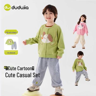 Dududu Kids' Spring New Arrival: Boys' Two-Piece Set & Girls' Top and Pants Baby Clothes.