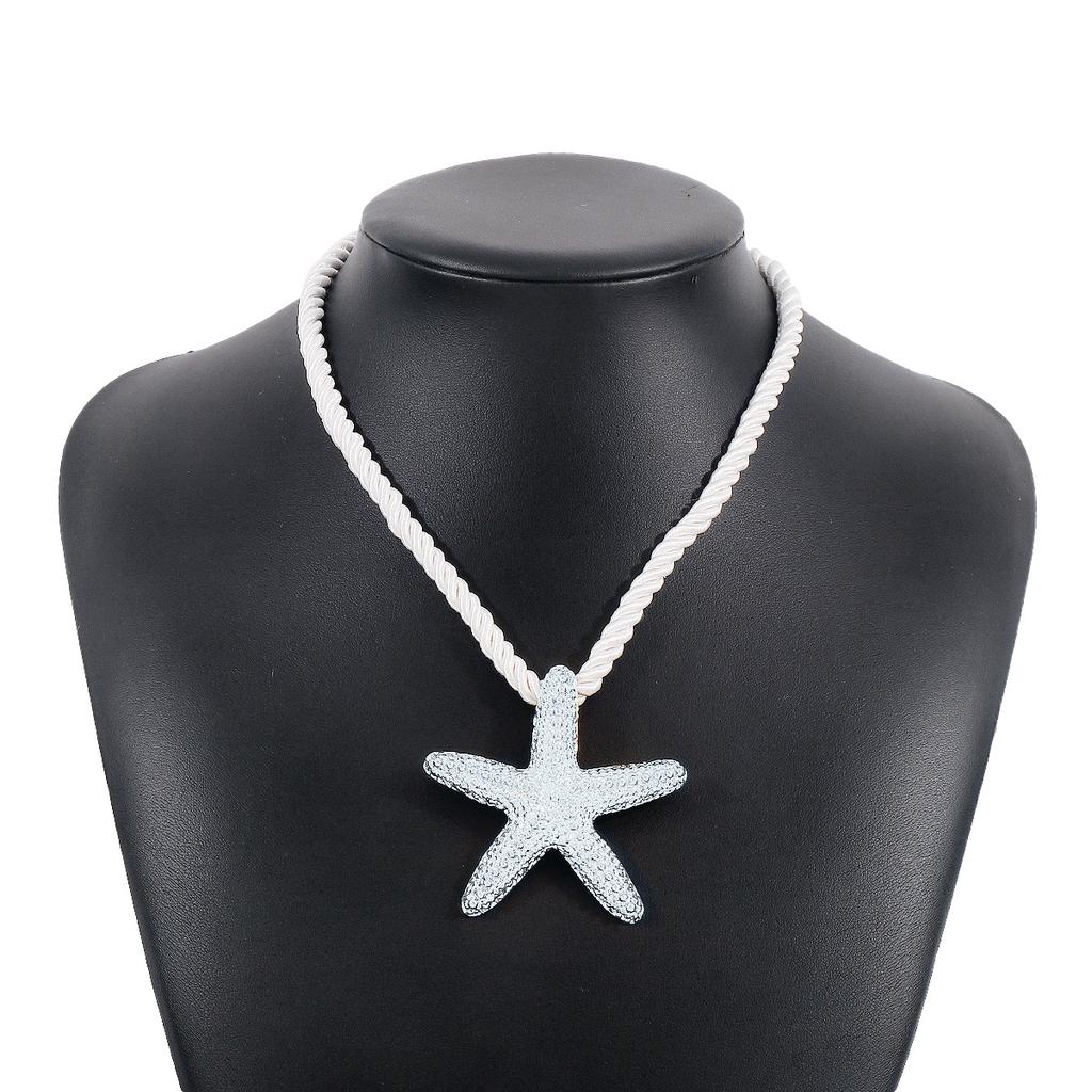 Large Starfish Cord Necklace Chunky Statement Star Fish Pendant Necklace Summer Beach Jewelry Holiday Gift
