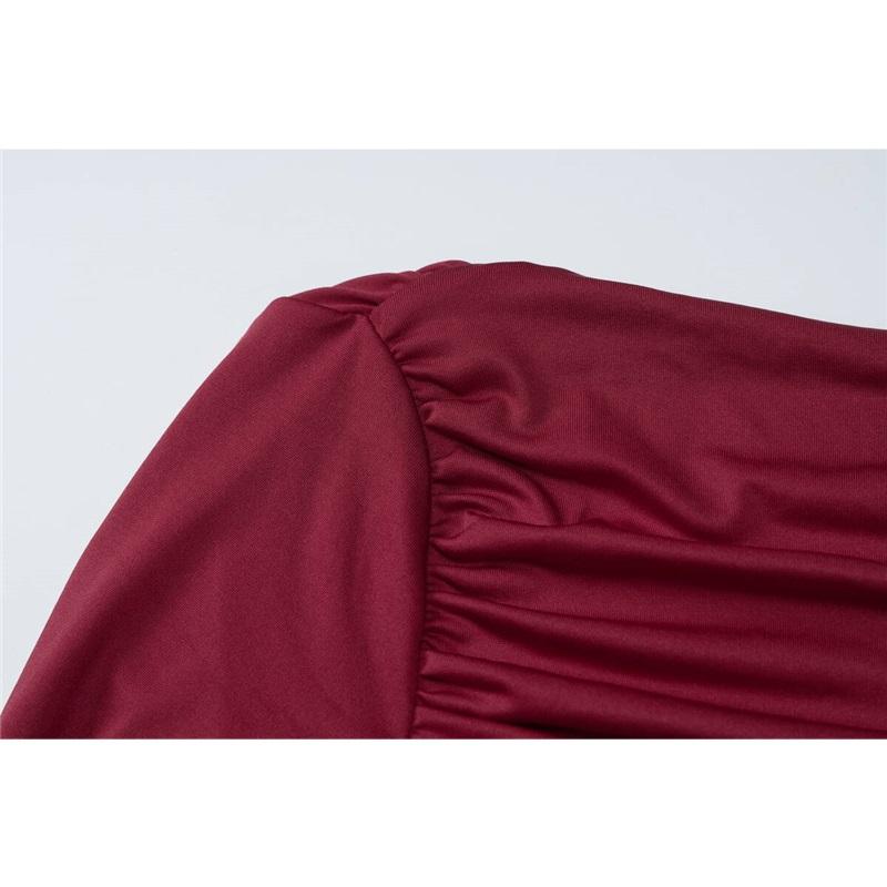 Vestido Tooxika de primavera y otoño para mujer, sexy, sin espalda, plisado, ajustado, con cuello redondo y manga larga