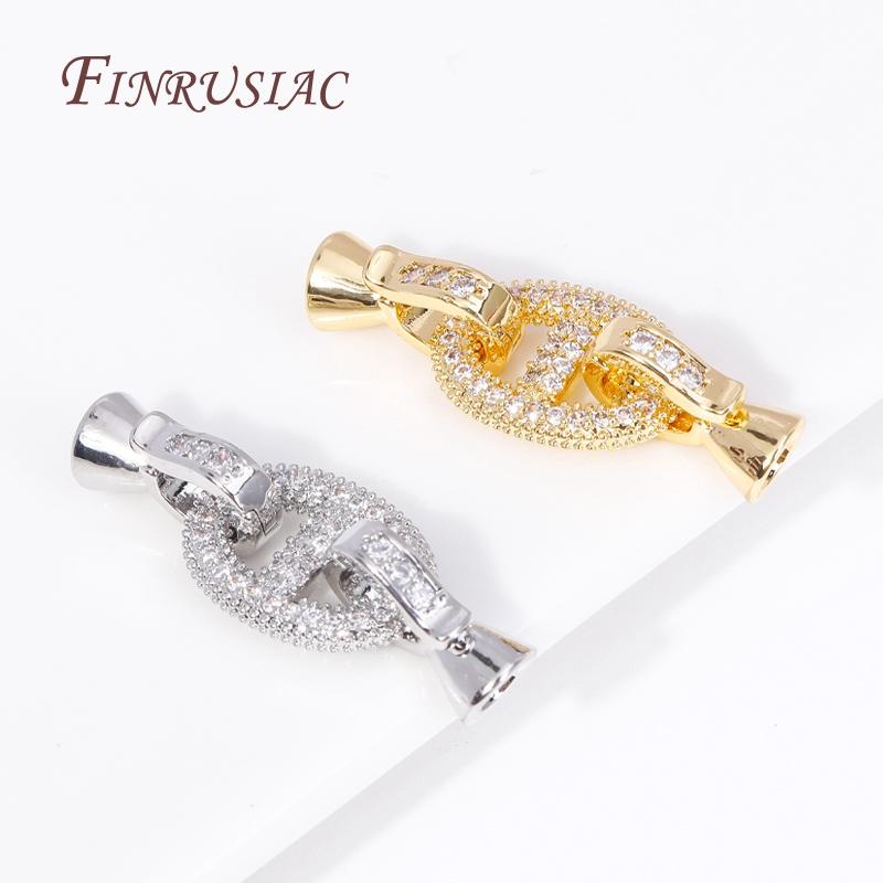 18K Gold Plated Inlay Zircon Fastener Clasp Connectors Fashion Pig Snout Shape Bracelet Clasps DIY Jewelry Making Supplies