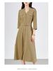 2425406-Early Autumn Waist-Slimming Dress - Women's Simple & Elegant Style