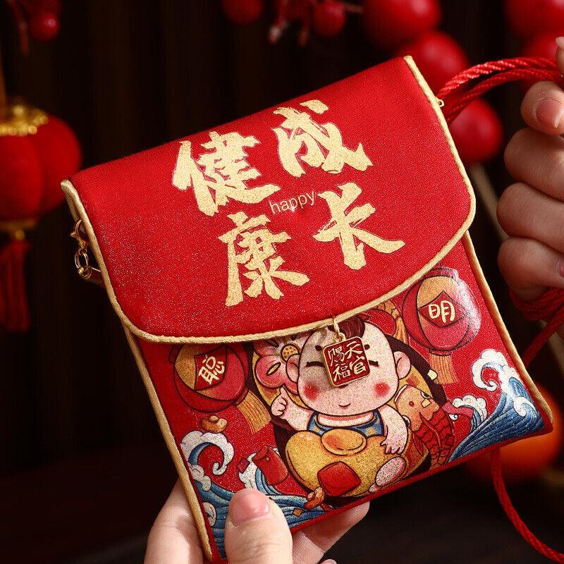 Traditional New Year Red Envelope Blessing Lucky Money Bag Festival Cloth Pocket Spring Festival 2025 Cute Money Envelopes