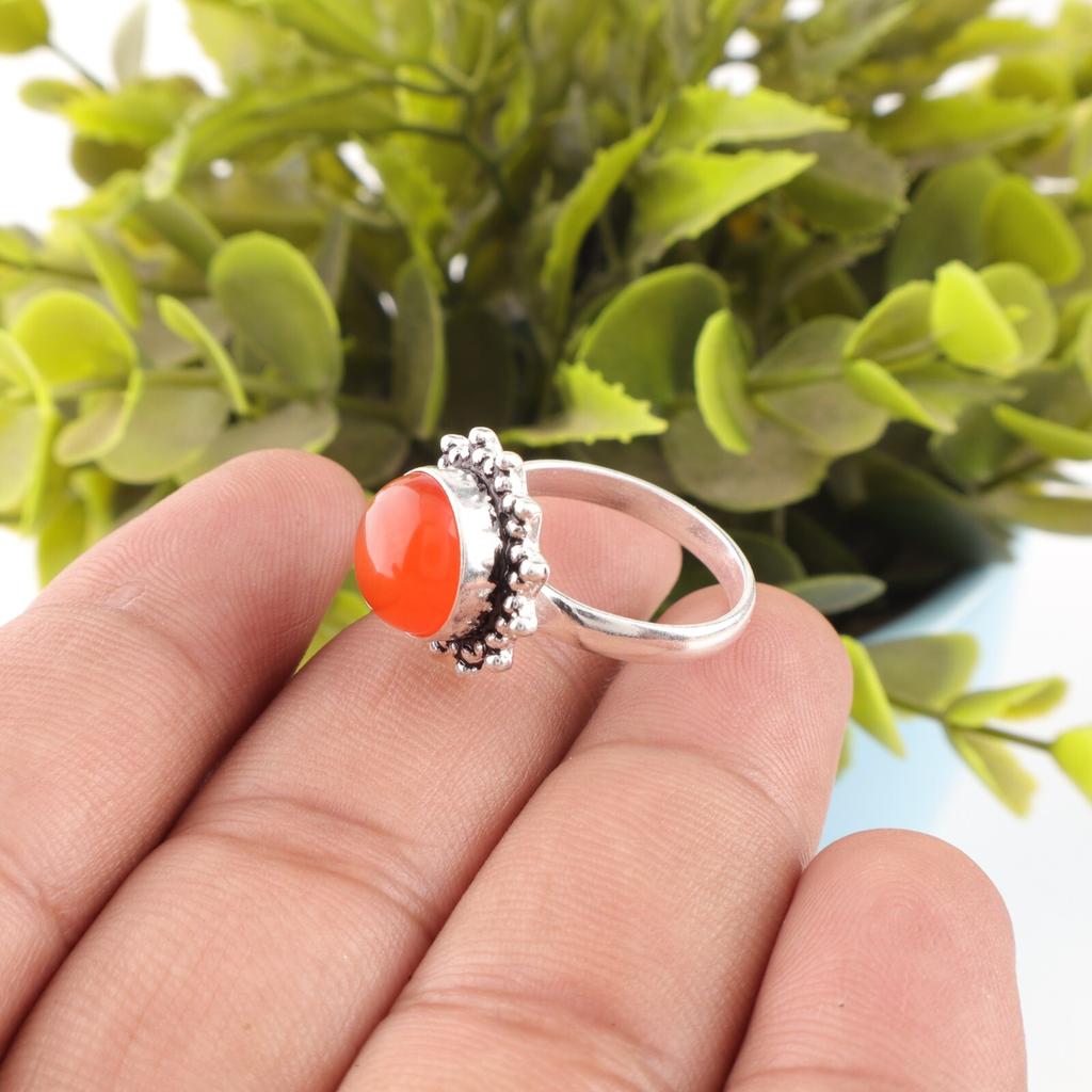 Natural Carnelian Gemstone 925 Sterling Silver Jewelry Handmade Beautiful Ring RR-7-32