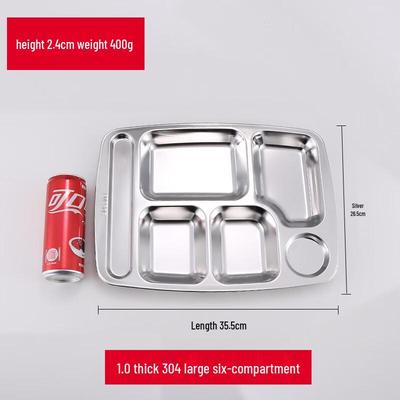 Stainless Steel 6-Compartment Lunch Tray