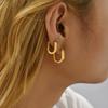 Stainless Steel 18K Gold Oval Earrings Geometric Classic Simple Glossy Stacked Thick Ear Buckle Ear Jewelry