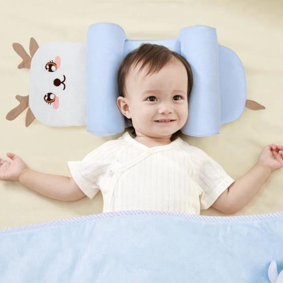 Cotton Baby Support Pillow Adjustable Infant Head Cushion for Newborns 0-12 Months Ergonomic Design Baby Crib Pillow