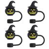 4/1Pcs Halloween Cute Ghost Straw Covers Cap Silicone Reusable Drinking Straw Topper Funny Accessories Perfect Halloween Gifts