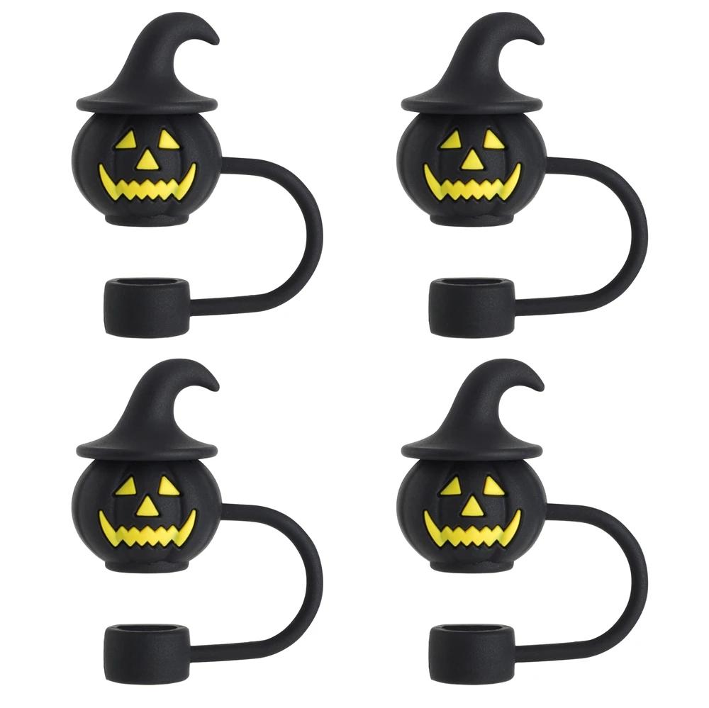 4/1Pcs Halloween Cute Ghost Straw Covers Cap Silicone Reusable Drinking Straw Topper Funny Accessories Perfect Halloween Gifts