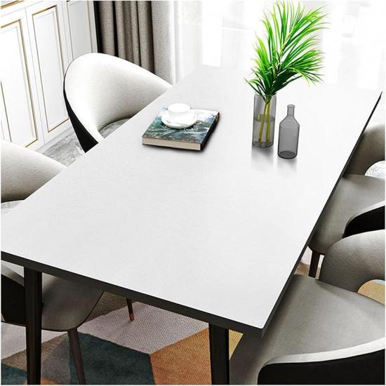 

Rectangular Leather Table Cloth, Wipeable Tablecloth, Large Faux Leather Dinner Table Protector Pad, Waterproof Oilproof Heat Resistant Vinyl Fitted 60×60 cm білий