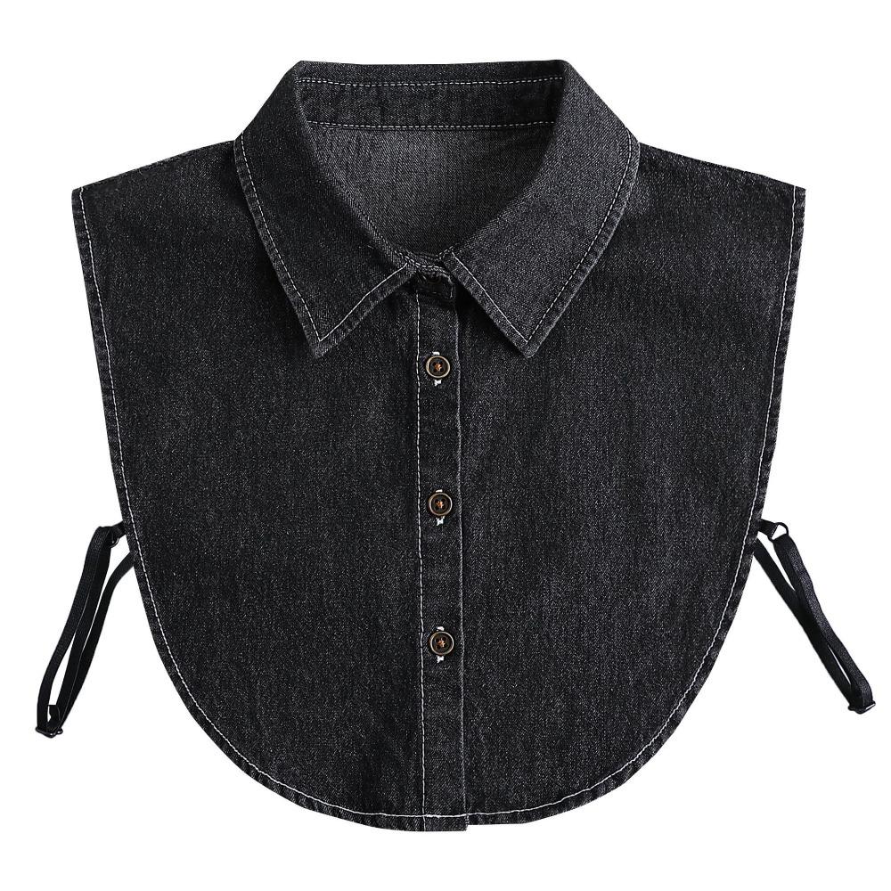 Adjustable Straps Denim Fake Collar Korean Style Turtleneck Fake Collar Retro Shirt Collar  Women