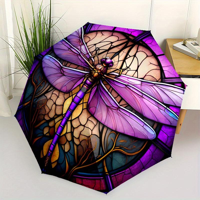 

Stained Glass Dragonfly Wall Art Decor Umbrella, Christmas Gift Y364