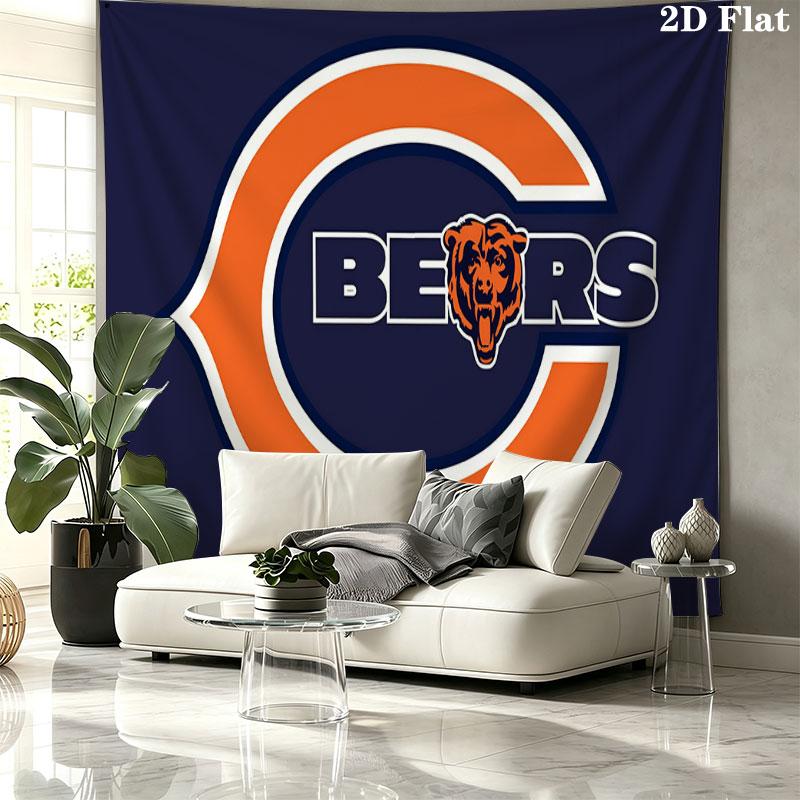 Chicago Bears Wall Tapestry, Aesthetic Printed Fabric Blanket, Suitable for Bedroom, Living Room, and Home Decor.