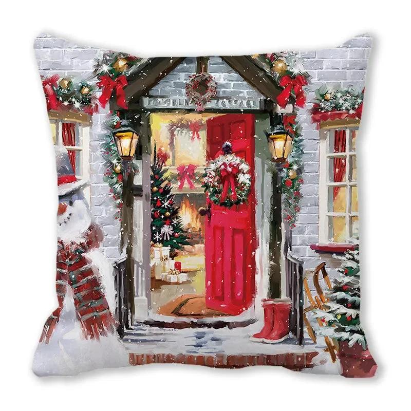 Merry Christmas Pillow Case Sofa Cushion Covers Xmas Party Decorative Pillowcases Happy New Year 2024 Navidad  Gifts