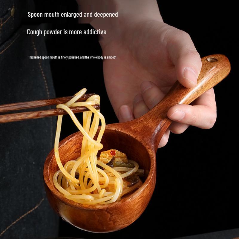 

Japanese Wooden Ladle for Rice Noodles and Soup, Mukbang Internet Celebrity Ramen and Porridge Spoon with Long Handle.