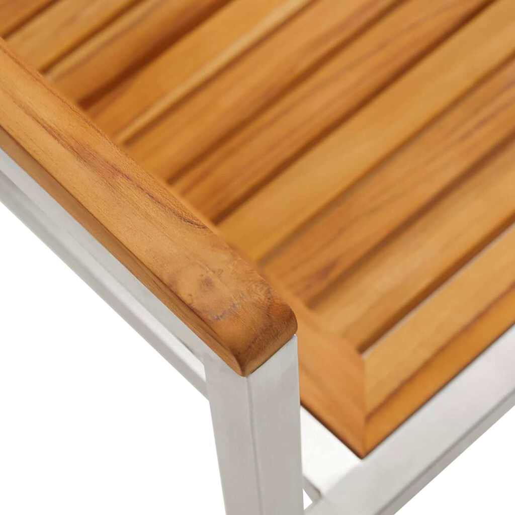 Garden Dining Set 7 Pcs Solid Acacia Wood and Stainless Steel