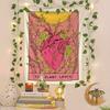 The Plant Lover Tarot Card Tapestry Flat Print Pink Anatomical Heart Wall Hanging Boho Botanical Decor for Bedroom Living Room