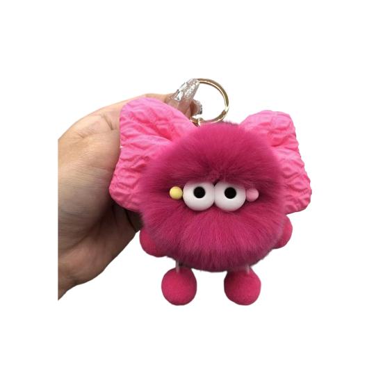 Keychain Plush Fur Bow Soft Imitation Fur Car Keychain Bags Backpacks Handbags Decorative Accessory