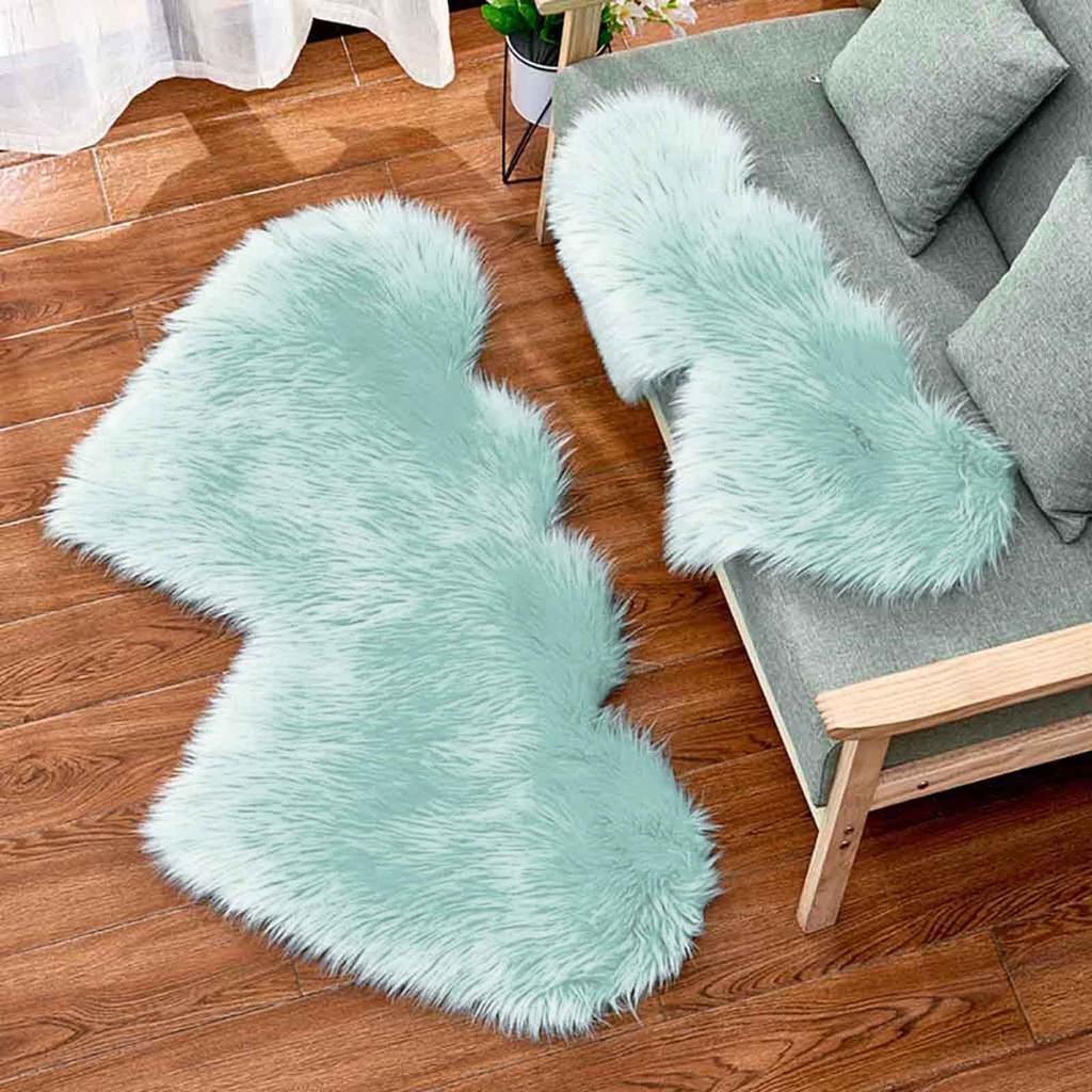Wool Imitation Sheepskin Rugs Faux Non Bedroom Shaggy Carpet Mats