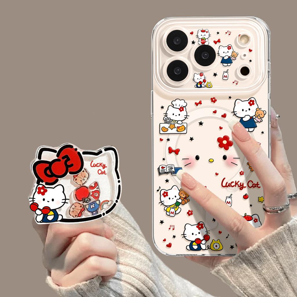 Full screen kitten mobile phone case with bracket, suitable for Apple iPhone 17 magnetic attraction 16promax new 15/14 sets