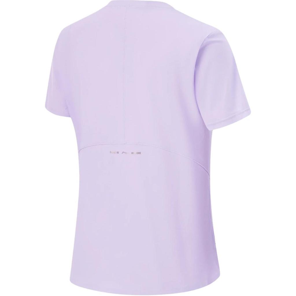 Li Ning Fitness Series Solid Color Round Neck Comfortable Breathable Versatile Short Sleeve T-Shirt Women T-Shirt Lilac ATSU450-5