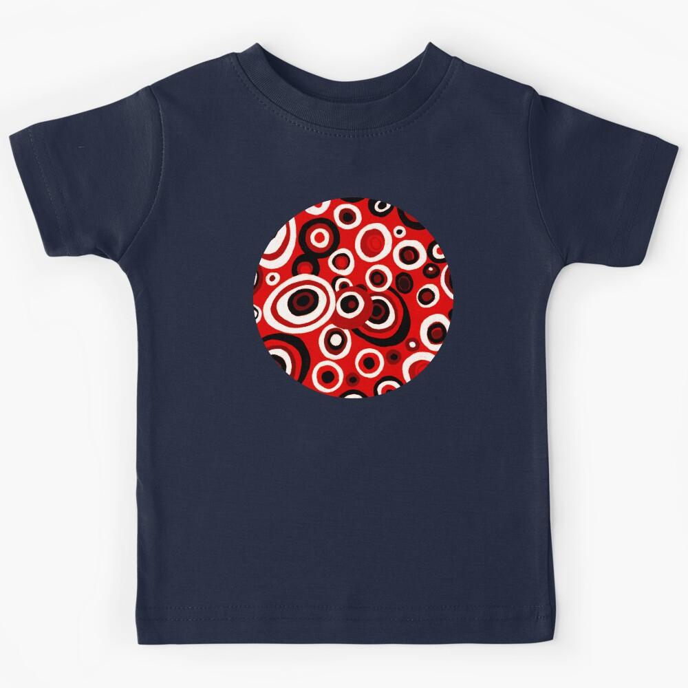 Retro Circle Pattern - Red and Black Kids T-Shirt 100
