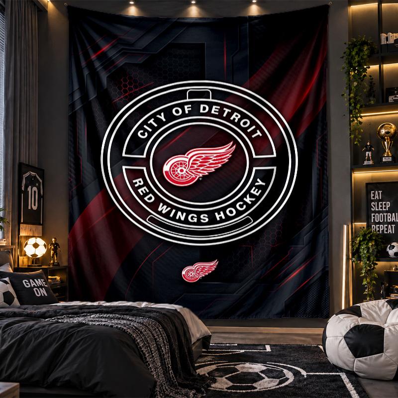Wall Hanging Tapestry Detroit Red Wings Print Cloth for Living Room Bedroom Home Decor