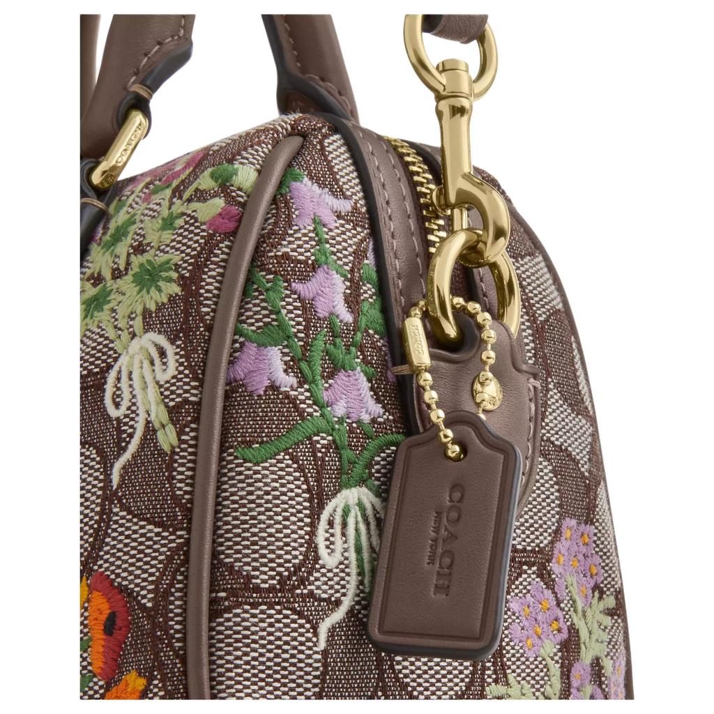Coach Rowan 18 Signature Jacquard Floral Geprägte Boston Tasche Damen Handtaschen Braun CDY31-IMPU7