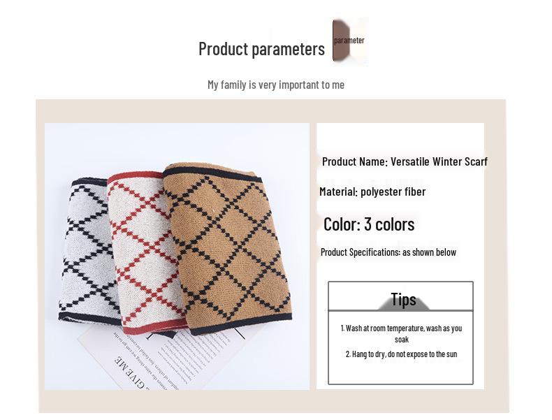 Écharpe à carreaux rouge vin: Châle chaud et polyvalent pour l'automne/hiver, style coréen imitation cachemire.