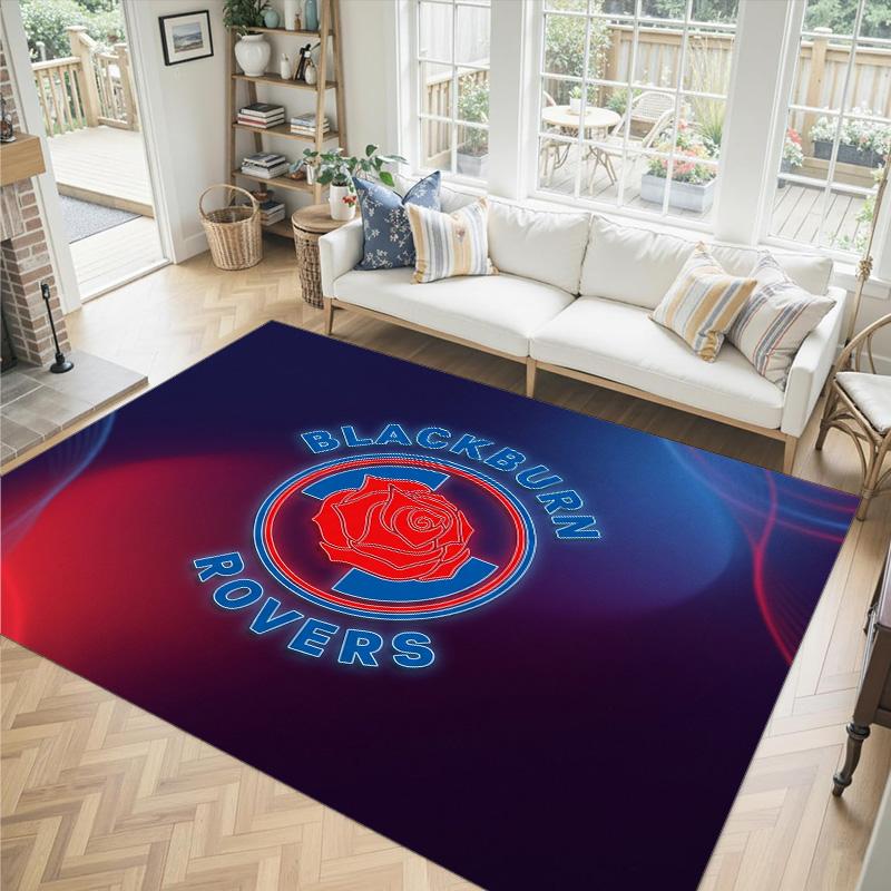 Blackburn Rovers Football Design Crystal Velvet Carpet Cozy Non?Slip Printed Rug For Bedroom Living Room Entrance