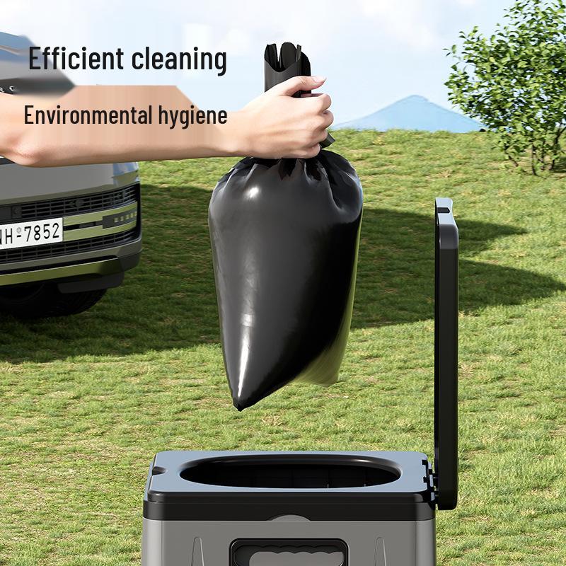 Portable Vehicle-Mounted Folding Toilet for Adults - Emergency, Camping, and Outdoor Use with Solidifier