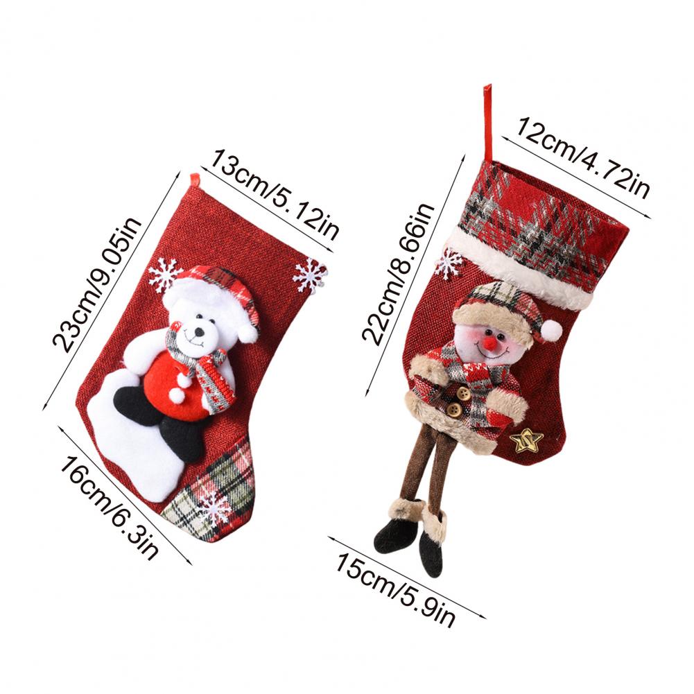 Christmas Stockings Large Plush 3D Santa Snowman Reindeer Bear Hanging Stockings for Mantel Tree Fireplace Holiday Party Decor