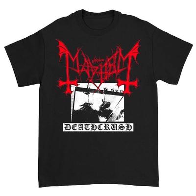 Mayhem Norwegian Band Black Metal Rock Dark Wind Red American Retro Punk Street Men's and Women's Crewneck T-shirts