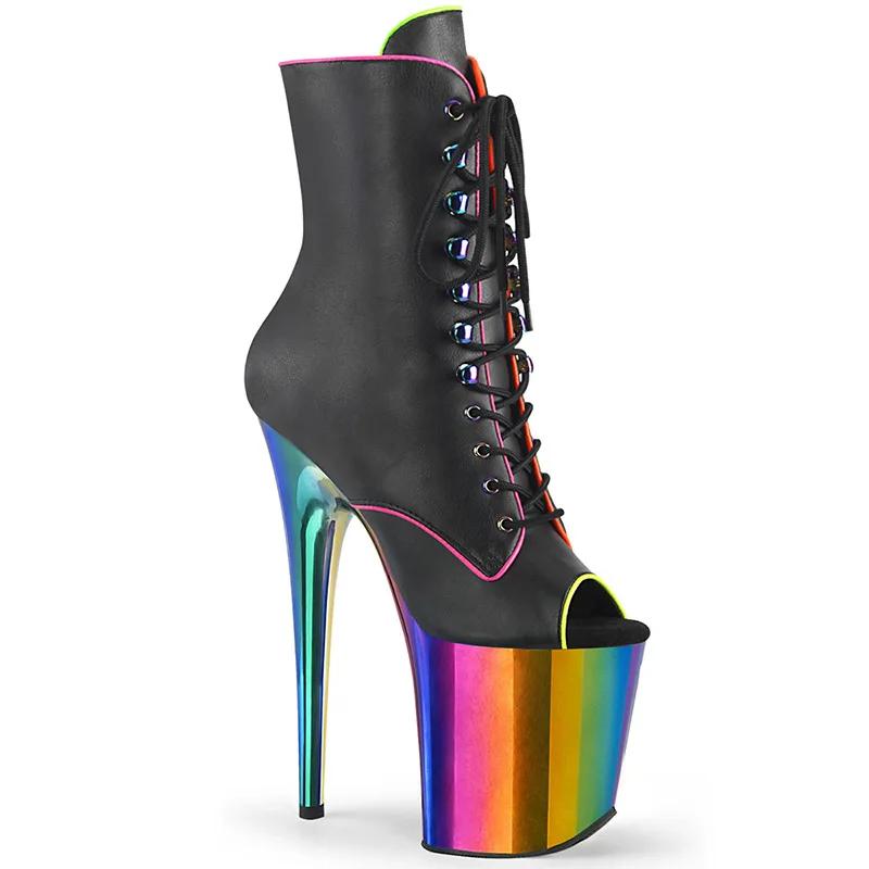 Fashion New Stripper Sexy Knight Female 8 Inch High Heels Platform Ankle Boots Women Winter Gothic Shoes Pole Dancing Boot
