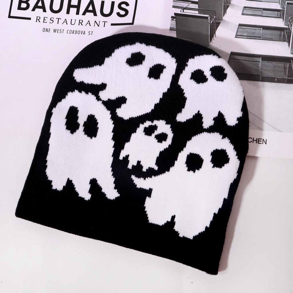 Ghost Pattern Beanie For Autumn Winter Outdoor Activities And Street Fashion