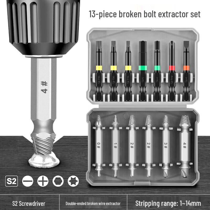 GeeLii 13-Piece Stripped Screw Extractor Set
