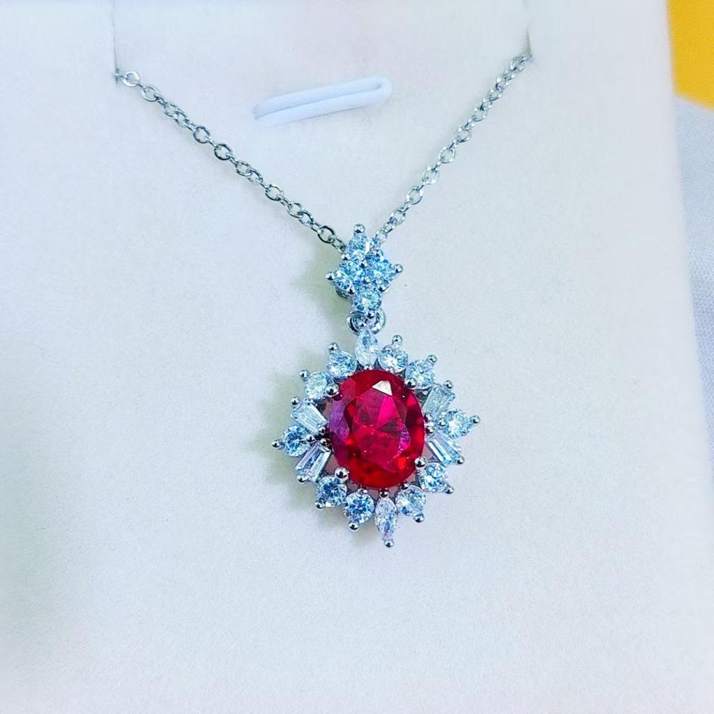 Luxury Pigeon Blood Red Ruby Jewelry Set: Ring, Earrings & Necklace