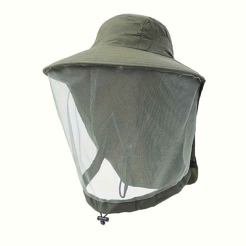 1pc Unisex Outdoor Mesh Hat & Integrated Face Mask - Breathable Fishing Hat with Adjustable Chin Strap