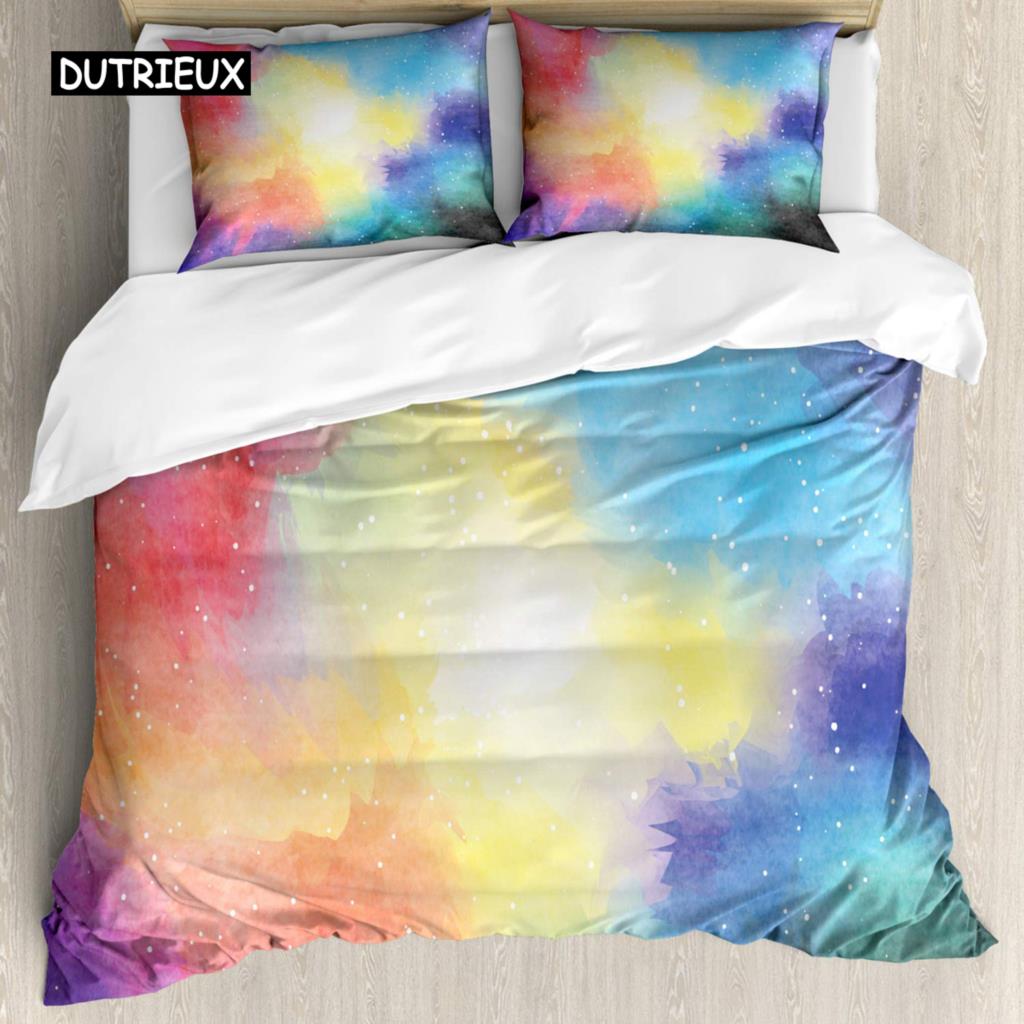 Abstract Duvet Cover Psychedelic Liquid Rainbow Pattern Soft Bedding Set Pillowcase Double Queen King Size Polyester Qulit Cover