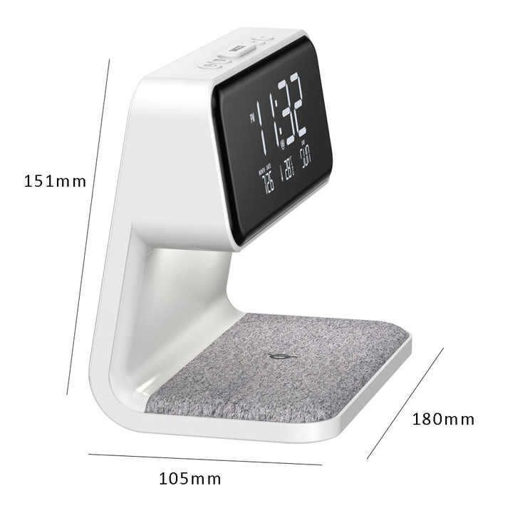 Creative 3v1 noční lampa Bezdrátové nabíjení LCD displej Budík Bezdrátová nabíječka telefonu Pro Iphone Bezdrátová nabíječka Stojan