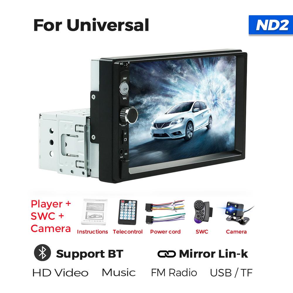 ND2 Universal 1Din Car Radio Stereo 7inch HD Touch Screen Multimedia Player BT Autoaudio FM Receiver Mirror Link Monitor